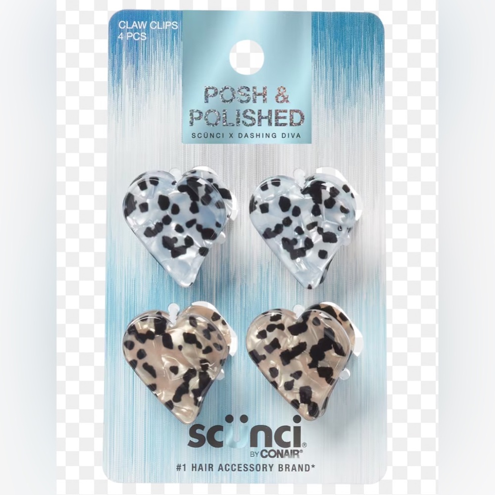 Heart Claw Glossy Pattern Hair Clips